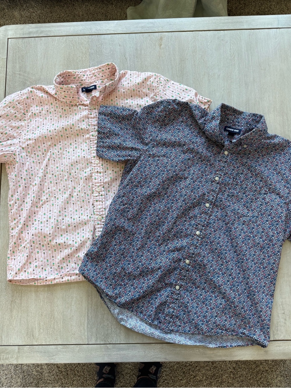 Lot of 2 Lands End cotton button ups